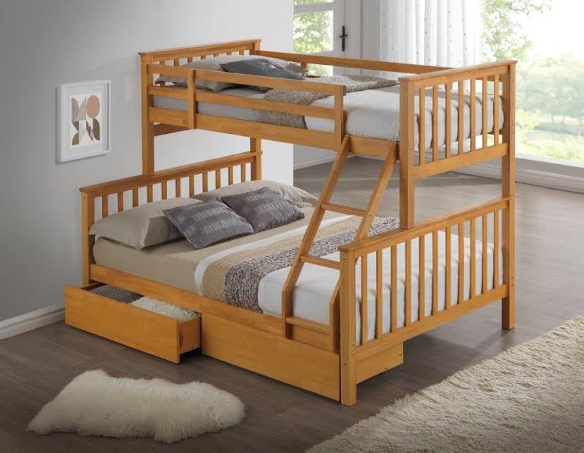 metal triple sleeper bunk bed with sprung mattress
